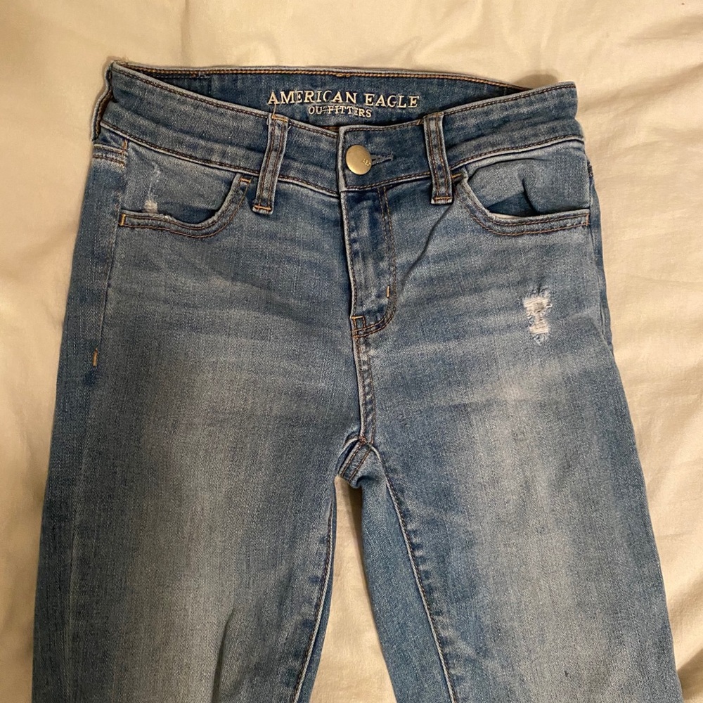 American Eagle super stretch X ripped jeans